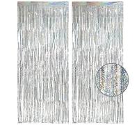 Nouvel an Rideau Anniversaire Argenté Paillette - GREATRIL Serpentins Rideau Métallique Frange Paillette Decoration Fond de Photo de Fête pour New Year 2026 Disco Hollywood Anniversaire Retraite Fête