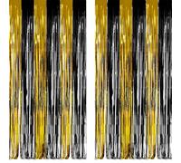 Nouvel an Rideau Anniversaire Noir Doré - Serpentins Rideau Métallique Frange Decoration Fond de Photo de Fête pour New Year 2026 Hollywood Soirée Cinéma Anniversaire Retraite Fête