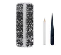 Nouvel ensemble 1200pcs 12 boîtes de grille Cristal Strass Hotfix ss6-ss30 taille mixte Glitter Verre Strass Fer-sur gem Strass-Mine Argent