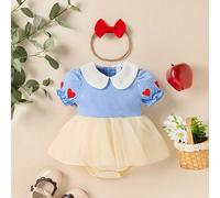 Nouvel ensemble combinaison manches courtes en maille imprimé cœur mignon pour bébé/jeune enfant fille avec bandeau nœud, design unique et à la mode 6-9M,0-1M,1-3M,3-6MPlantesÉtoffe