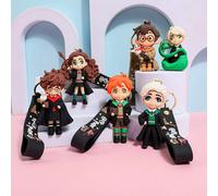 Nouvel ensemble de porte-clés en silicone 3D de haute qualité Harry Potter 2026 - Figurines Harry, Hermione, Ron, Draco - Breloque de sac, pendentif de sac à dos, porte-clés de voiture 6PCS