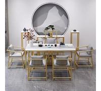 Nouvel Ensemble de Table à thé et de chaises en Pierre de Luxe Minimaliste de Style Chinois, Bureau de Style Zen, Balcon de Salon Moderne, Table de préparation de thé Kung Fu(220CM Set B)