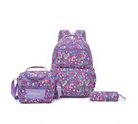 Nouvel ensemble de trois pièces comprenant un sac à lunch et une trousse à crayons, sac à dos scolaire grande capacité avec motif de dessin animé coréen pour garçons et filles Tout ImpriméSilicone