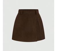 Nouvel ensemble élégant et à la mode français, design col carré, buste plissé flatteur, amincissant, dissimulant, bouton métallique, manches longues, T-shirt + jupe-short asymétrique à double couche, 