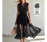 Nouvel ensemble sans manches d'automne avec ceinture en dentelle, deux façons de porter, peut être porté séparément ou avec la ceinture en dentelle, ensemble de femme à la mode avec jupe en dentelle, 