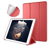 Nouvel iPad 2017 iPad 24,6 cm Coque, Dtto Ultra Fin et léger Smart Coque Trifold étui avec Support Flexible en TPU Souple Coque arrière pour iPad Apple Nouvel iPad 24,6 cm [on/Off Automatique] Red