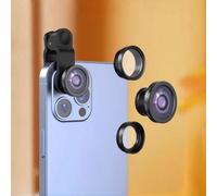Nouvel objectif externe 3-en-1 pour téléphone, combine les fonctions d'œil de poisson 180°, de grand angle 0,65x et de grossissement 10x en un seul, compact et portable, facile à installer, améliore l