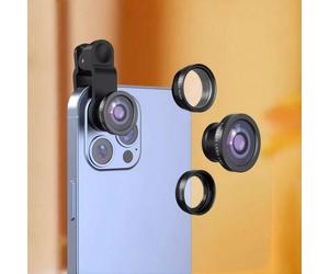 Nouvel objectif externe 3-en-1 pour téléphone, combine les fonctions d'œil de poisson 180°, de grand angle 0,65x et de grossissement 10x en un seul, compact et portable, facile à installer, améliore l