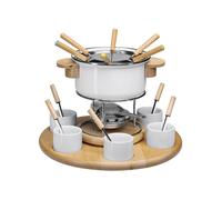 Nouvel Service à fondue Larissa pour légumes et viande Émail, argenté/blanc/naturel, 9 pièces (1 set)