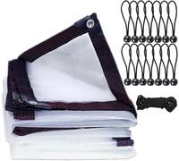 NouvelHorizonstore-Bache transparente imperm¿¿able et r¿¿sistante avec ?illets - Pour serres de plantes, jardins et balcons - Avec 14 balles ¿¿lastiques et cordes de 6 m (3 x 5 m)