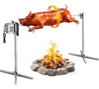 NouvelHorizonstore-Barbecue Rôtissoire Capacité de Charge de 60 kg, Kit de Tournebroche Électrique à 8 Niveaux de Hauteur, Moteur Automatique 38 W, Fourchette en Acier Inoxydable, pour Agneau Porcele