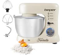 NouvelHorizonstore-Beper BP.200 Robot pâtissier planétaire, puissance 1000 W, récipient en acier inoxydable de 4,5 L, pour pétrir, amalgamer et monter à neige, couleur crème