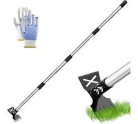 NouvelHorizonstore-Binette de jardin double face avec poignée réglable de 1,5 m ¿ Outil de désherbage et de grattage en acier avec griffe et lame ¿ Outil de jardin multifonction pour enlever la mouss