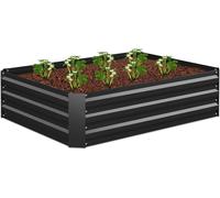 Nouvelhorizonstore-Carré Potager, Métal Galvanisé, Fleurs, Plantes Et Légumes, Hxlxp : 30x120x90 Cm, Jardinière D¿Extérieur, Noir