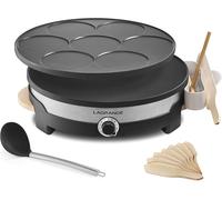 NouvelHorizonstore-Crêpière électrique, fabrication française, thermostat réglable, 2 plaques interchangeables en fonte d'aluminium, poignées en bois, 1500 W, Tradui DUO, 109017
