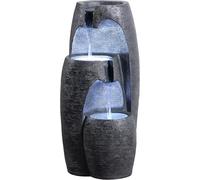 Nouvelhorizonstore-Fontaine Moderne 3 Niveaux Cascade Exterieure Led Douce Reglable Urne Decorative Noir