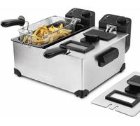 NouvelHorizonstore-Friteuse Acier inoxydable double bac DFX600, 2 thermostats indépendants 3L chaque, Paniers amovibles compatibles lave vaisselle, Filtre anti-odeur, Protection contre surchauffe