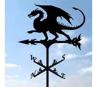 Nouvelhorizonstore-Girouette De 74,9 Cm En Acier Inoxydable Dragon Indicateur De Direction Du Vent Noir