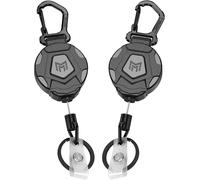 Nouvelhorizonstore-Lot De 2 Porte-Cl¿¿S R¿¿Tractables, Porte-Badge Mousqueton Robuste, Bobine De Badge D'identification Tactique Avec Cordon R¿¿Tractable En Acier De 31 Pouces, 8 Oz