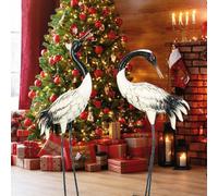 Nouvelhorizonstore-Lot De 2 Statues De Grue De Jardin En Métal Rouge Héron Couronné