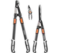 NouvelHorizonstore-Lot de 3 Cisailles de Jardin ¿ Coupe-Branches, Taille-Haie, Sécateur ¿ Poignées Télescopiques Extensibles ¿ Prise Douce ¿ Outils Légers