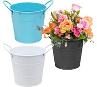 Nouvelhorizonstore-Lot De 3 Mini Pots De Fleurs Métal Vintage Avec Poignée, Cache-Pots Décoratifs De Table Pour Plantes, Décoration Maison, Balcon Et Jardin
