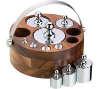 NouvelHorizonstore-Natural Elements Polished Metal Kitchen Scale Weights with Wooden Holder (Set of 10) - Metric