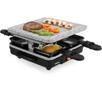 NouvelHorizonstore-Raclette Pierre, Plaque de gril en pierre, Surface de cuisson 21 x 21 cm, Convient pour 4 personnes, Inclus 4 coupelles, Sans BPA, RA-2745