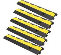 NouvelHorizonstore-Rampe Protection Cable Lot de 5 ¿¿ 2 Canaux Passage de Cable au Sol Caoutchouc PVC Passe Cable Ralentisseur Modulaire Charge 4989 kg pour Maison Bureau Terrains de Jeux 101x24,5x5 c
