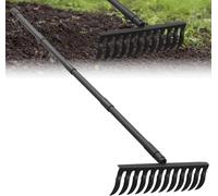 NouvelHorizonstore-Râteau à feuilles métallique, râteau à arc robuste avec manche réglable de 152 cm, adapté pour ameublir le sol, ramasser les branches mortes, les feuilles mortes, les cailloux et l