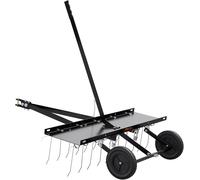 NouvelHorizonstore-Râteau déchaumeur de remorquage derrière, 1015 mm, râteau déchaumeur remorqué de pelouse avec 20 Dents Acier à Ressort pour VTT ou Tondeuse, râteau avec poignée Levage pour Herbe,