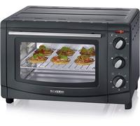 NouvelHorizonstore-SEVERIN Mini-Four 20 L avec grille et plaque de cuisson incluses, Four posable 1 500 W design simple et élégant, Mini-four électrique avec minuteur 60 min, Noir, TO 2067