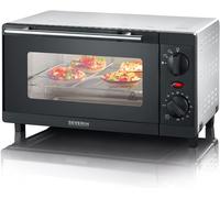 NouvelHorizonstore-SEVERIN Mini-Four 9 L avec grille et plaque de cuisson incluses, Four posable 800 W design simple et élégant, Mini-four électrique avec minuteur 60 min, Noir/Inox, TO 2052