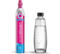 NouvelHorizonstore-SodaStream Pack de réserve QC avec 1 Cylindre de CO2 Quick Connect, rendement : 60 l et 1 Bouteille en Verre de 1 l, Rose, 27,5 x 16 x 44 cm