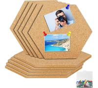 Nouvelhorizonstore-Tableau Liege, 10 Pi¿¿Ces Morceaux De Tableau En Liege Autocollant Avec 70 Broches, Tableaux D'affichage Muraux Hexagonaux Pour Suspension De Photos, D¿¿Coration Murale