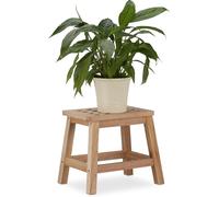 Nouvelhorizonstore-Tabouret Repose-Pied En Bois Support Pour Pot De Fleurs Et Plantes En Noyer Hxlxp: 25,5 X 29,5 X 22 Cm, Nature