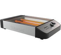 NouvelHorizonstore-Taurus - Grille-pain horizontal 1000W Surface 25x20 cm 3 résistances quartz Signal sonore 4 tranches Ramasse-miettes Acier inox Range-cordon intégré