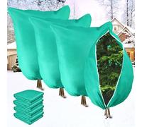 NouveLife Lot de 4 Voile Hivernage Plante Exterieur, 70g/m² Renforcé Protection Sac Housse Hivernage Plante 80x100 cm, Réutilisable, Anti-Gel et Intempéries avec Fermeture Éclair et Cordon de Serrage