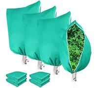 NouveLife Lot de 4 Voile Hivernage Plante Exterieur, 70g/m² Renforcé Protection Sac Housse Hivernage Plante 80x120 cm, Réutilisable, Anti-Gel et Intempéries avec Fermeture Éclair et Cordon de Serrage