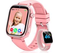 Nouvelle 4G Montre Connectée Enfant, Étanche IP68 Smartwatch Téléphone Enfant avec GPS, Appel, Fonction SOS, Appel Vidéo/Mode Classe/Podomètre/Appareil Photo Réveil pour Filles et Garçons Rose