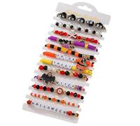 NOUVELLE AMBIENCE BRACELET HALLOWEEN Set, Bracelet Witch Set Wicked Merchandise, Froth Pumpkin Bat Halloween Bracelets sets pour femmes filles, une perle d'argile ajustée festive colorée (c)