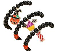 NOUVELLE AMBIENCE BRACELET HALLOWEEN Set, Bracelet Witch Set Wicked Merchandise, Froth Pumpkin Bat Halloween Bracelets sets pour femmes filles, une perle d'argile ajustée festive colorée (g)