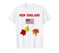 Nouvelle-Angleterre Automne Voyage Souvenir Automne Feuilles Drapeau américain T-Shirt