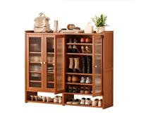 Nouvelle Armoire à Chaussures en Bois De Style Chinois avec Porte Transparente,Shoe Cabinet en Bois à 7 Étages, Convient pour Le Couloir, Le Hall Et Le Salon, 120 * 33 * 111cm