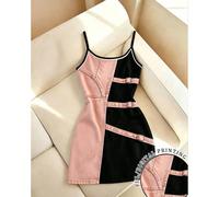 Nouvelle arrivée Best-seller Effet jean Impression Ajusté Régulier Femmes Camisole Robe Moulante Mini L,M,S,XL,XSBlocs de couleurÉtoffe