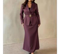 Nouvelle arrivée Blazer à manches longues ajusté à la taille avec boucle métallique élégante et jupe longue sirène grande taille. Convient pour concert, représentation, rendez-vous, banquet formel, ma