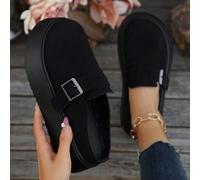 Nouvelle Arrivée Chaussures Mule à Enfiler avec Foulard de Tête Rétro d'Automne pour Femmes, Semelle Épaisse, Décontracté, Style Étudiant, Talons Compensés CN35,CN36,CN37,CN38,CN39,CN40,CN41,CN42,CN43
