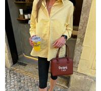 Nouvelle arrivée DEEKA, Chemise ample rayée jaune de style mode casual pour femmes influentes en été L,M,S,XSUnicolore,RayéPolyester