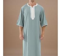 Nouvelle arrivée Robe ample noire décontractée à manches trois-quarts pour hommes musulmans, robe longue de loisirs du Moyen-Orient L,M,S,XL,XXLgraphiqueÉtoffe