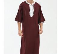 Nouvelle arrivée Robe ample noire décontractée à manches trois-quarts pour hommes musulmans, robe longue de loisirs du Moyen-Orient L,M,S,XL,XXLgraphiqueÉtoffe
